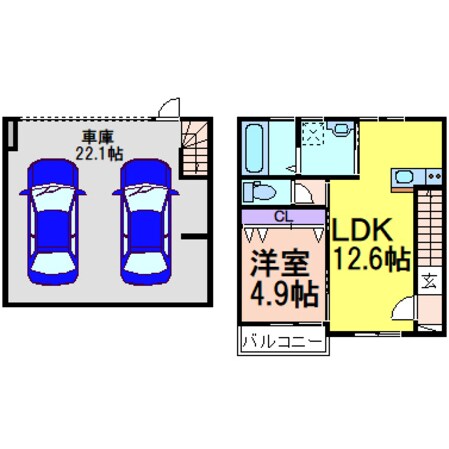 Garage Position 鹿沼の物件間取画像